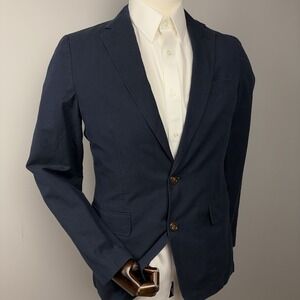 J.Crew Ludlow Blazer Men's 36R Blue Unstructured Baird McNutt Linen Blend